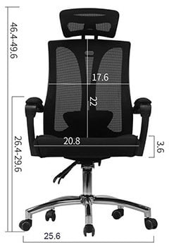 Specification Stats, Hbada High Back Executive Chair with Adjustable Lumbar Support, Black