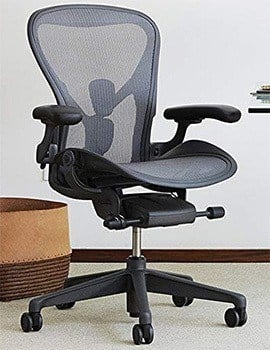 Black Color, Herman Miller Aeron Chair with Tilt Limiter, Left Position