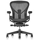 Black Color, Herman Miller Aeron Chair with Tilt Limiter, Left-Front Position