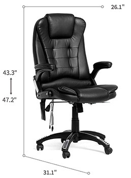Specification Stats, Mecor Heated Office Chair with 360 Degree Adjustable Height & Armrest, Black