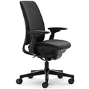 Black Color, Steelcase Amia Task Chair: Adjustable Back Tension - LiveLumbar Support - Seat Slider, Left-Front Position