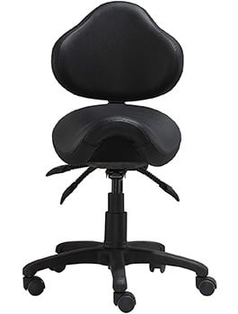 Black Color, 2xHome Ergonomic Saddle Stool with Back Wheels Support, in Front Position