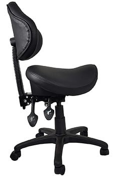 Black Color, 2xHome Ergonomic Saddle Stool with Back Wheels Support, in Left Side Position