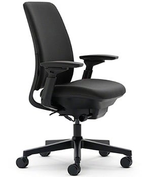 Black Color, Steelcase Amia with Adjustable Back Tension and Arms, LiveLumbar Support, in Left Position