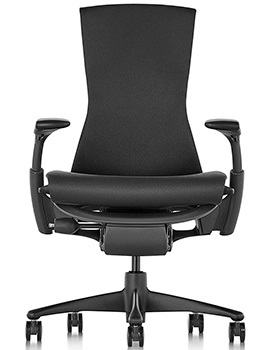 Black Rhythm Color, Herman Miller Embody with Fully Adj Arms - Graphite Frame/Base, in Front Position