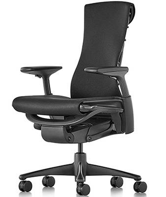 Black Rhythm Color, Herman Miller Embody with Fully Adj Arms - Graphite Frame/Base, in Right Position