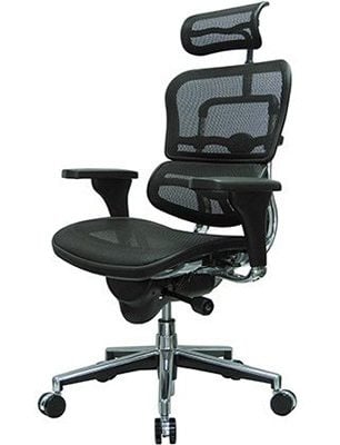 Black Color, Ergohuman High Back Swivel Chair with Headrest, in Right Position