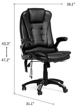 Dimension Stats, mecor Heated Office Chair, in Left Position