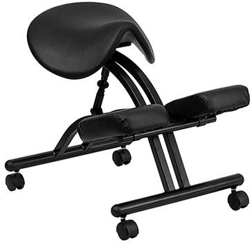 Black Color, Ergonomic Home Kneeling Chair with Black Saddle SEAT, in Left Position
