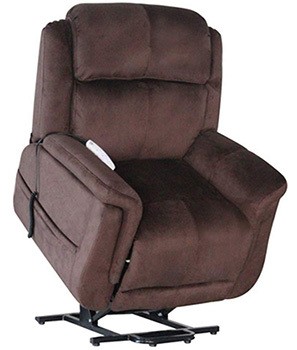 Side view of the Serta Hampton 872 Lat Flat Power Recliner Lift Chair on a lift position