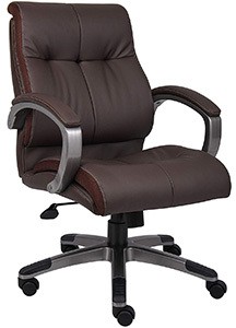 Brown/Pewter variant of the Boss Office Products Double Plush Mid Back Executive Office Chair