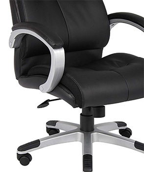 Well padded armrests of the Boss Double Plush Mid-Back Chair