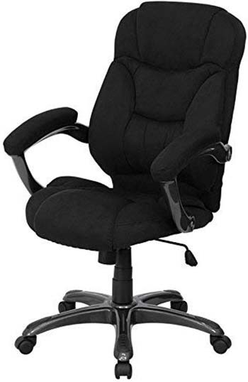 Black Color, Microfiber Upholstery, Contoured Back and Seat Flash Furniture Microfiber High-back Chair, in Upright Position