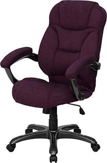 Grape Purple Color, Dual Wheel Casters, Matching Padded Arms Obiwansales Microfiber High Back Office Chair, in Upright Position