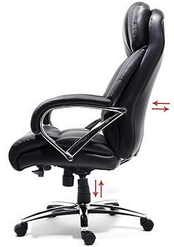 Tilt and height adjustability of the Office Factor New Big and Tall Black Executive Office Chair