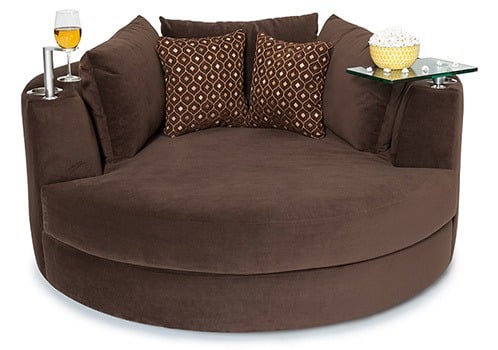Seatcraft Swivel Cuddle Couch with Extended Recline, Brown, Front Position