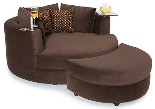 Seatcraft Swivel Cuddle Couch with Extended Recline, Brown