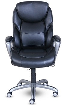 Front view of the Serta My Fit Chair in black leather
