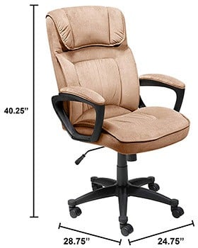 The Serta Hannah I Office Chair with labels of its dimensions