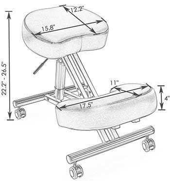 A sketch image of Superjare Adjustable Kneeling Chair which shows the properties of Chair