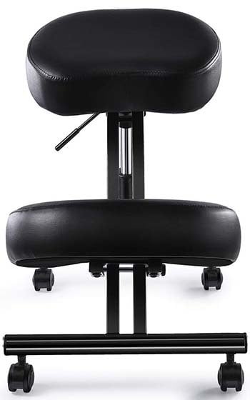 A front pose image of Superjare Adjustable Kneeling Chair in Black color.