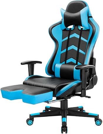 A side pose image of the Furmax Gaming Chair in Blue color