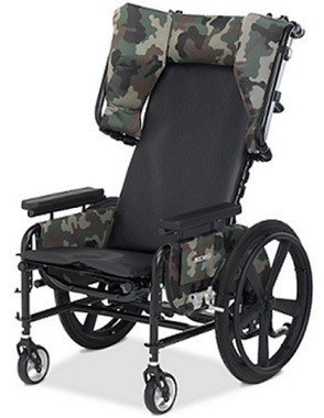 Camouflage upholstery with well-padded headrests and neck rests,Sashay Pedal Chair in an upright position