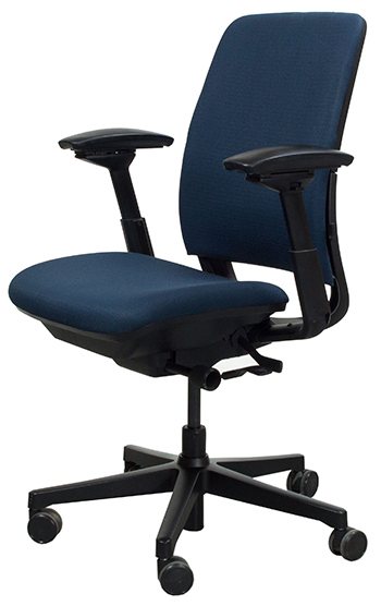 Navy Color, Pivot arms, Sleek design Steelcase Amia Office Chair, in Upright Position.