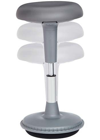 An image showing height adjustable feature of AmazonBasics Activity Office Tilt Stool