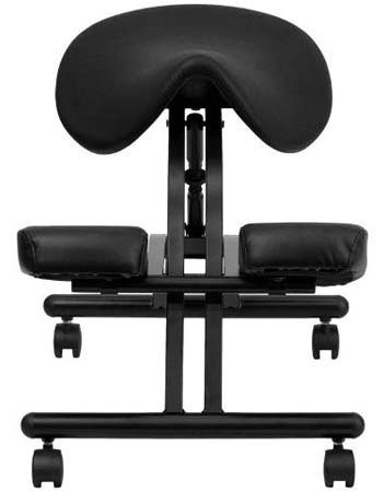 An image of Flash Furniture Saddle-Style Kneeling Chair in Black color, Front view