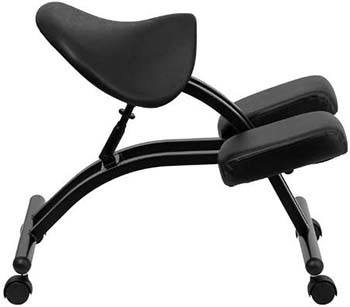 An image of Flash Furniture Saddle-Style Kneeling Chair in Black color, Side view