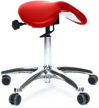 An image of Jobri Better Posture Saddle Chair in Red color