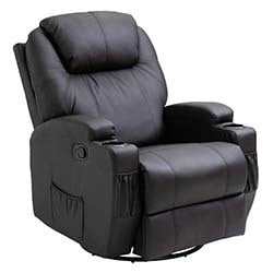 HomCom PU Leather Heated Vibrating 360 Degree Swivel Massage Recliner Chair