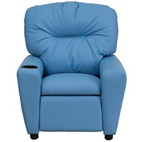 Light Blue Color, Flash Furniture Microfiber Kids Recliner, Front