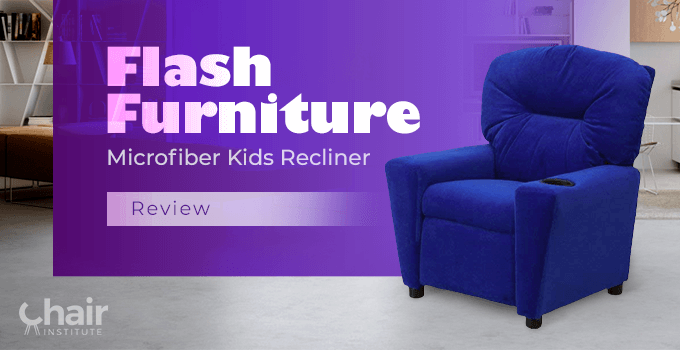 Blue Flash Furniture Microfiber Kids Recliner in a modern living room