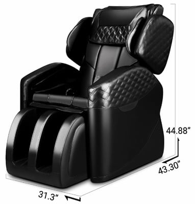 The Ootori Nova N503 Massage Chair with lables of its dimensions