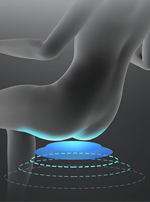An illustration on the seat vibration feature of the Ootori Nova N500 Massage Chair