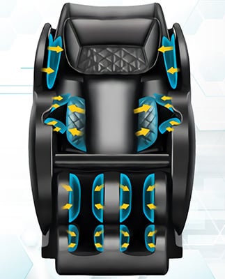 An illustration on the airbags in the Nova N802 Massage Chair