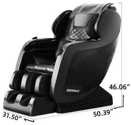 The Nova N802 Massage Chair with labels of its dimensions