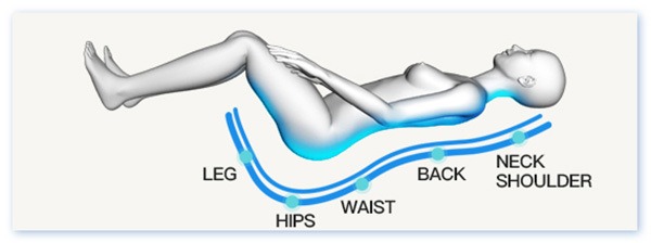 An illustration of the body zones where you can activate the airbags on the Ootori RL-900L Massage Chair