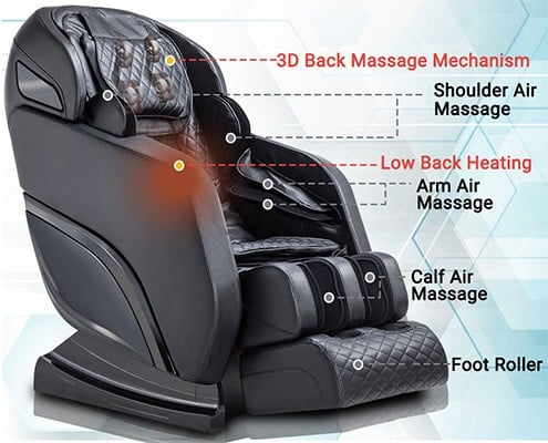 Massage Features, Ootori SL001 Massage Chair, Left View