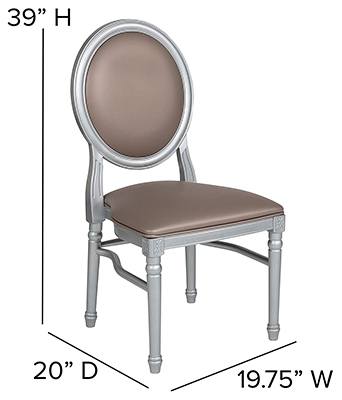 Dimension Stats, Flash Furniture King Louis Dining Chair, Taupe Viny