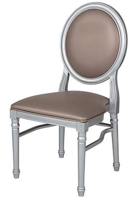 Taupe Vinyl, Flash Furniture King Louis Dining Chair, Right View