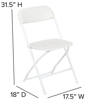 Dimension Stats, Flash Furniture Hercules Plastic Folding Chair, White Color