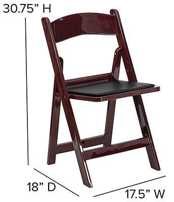 Dimension Stats, Flash Furniture Hercules Resin Folding Chair, Red Mahogany