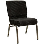 Black Dot Patterned Fabric with a Gold Vein Frame, Flash Furniture HERCULES Stacking Church Chair, Left View