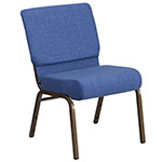 Blue Fabric With a Gold Vein Frame, Flash Furniture HERCULES Stacking Church Chair, Left View