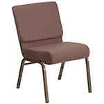 Brown Dot Patterned Fabric with a Gold Vein Frame, Flash Furniture HERCULES Stacking Church Chair, Left View