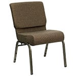 Brown Fabric with a Gold Vein Frame, Flash Furniture HERCULES Stacking Church Chair, Left View