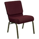 Burgundy Fabric with a Gold Vein Frame, Flash Furniture HERCULES Stacking Church Chair, Left View